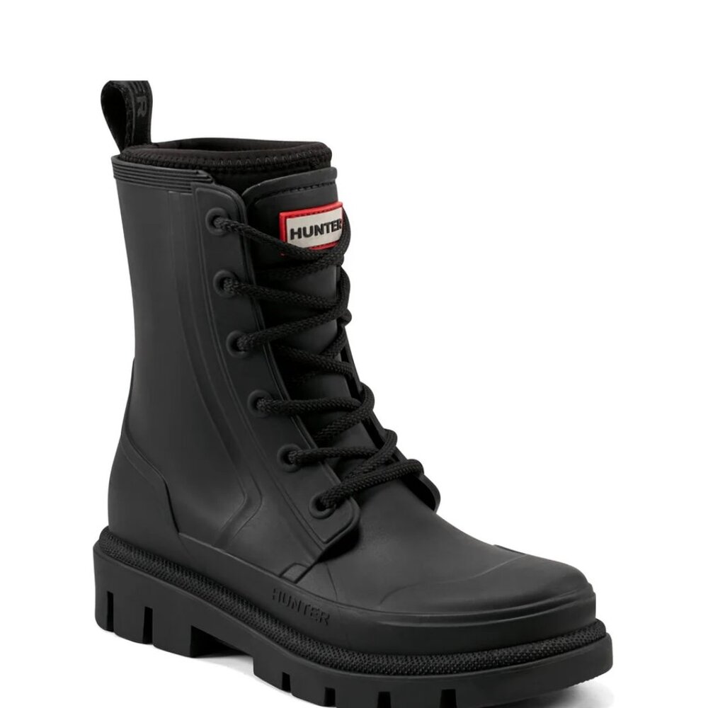Hunter Women's Diana Waterproof Lace-Up Rain Boots in Black - Picture 6 of 10